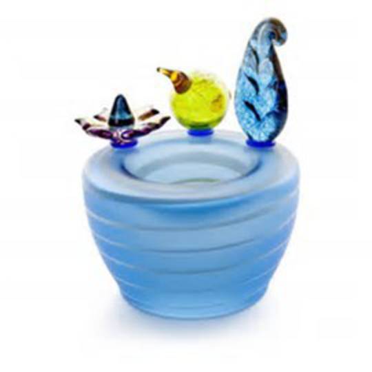 Artglass Flora and Fauna Vase. Blue